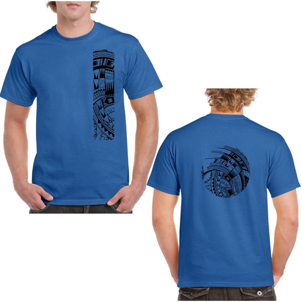 Heavy Weight Cotton T Shirt Samoan Tattoo Print